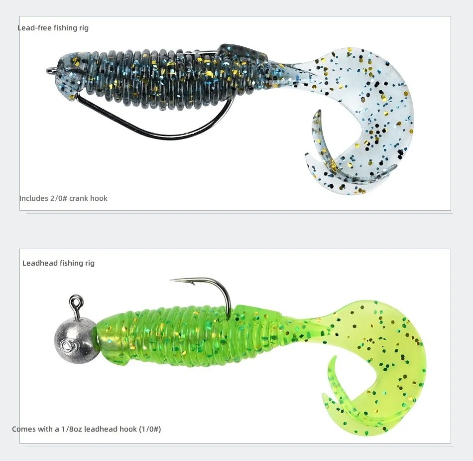 CHEERY Bite Trigger Curly Tail Soft Worm Fishing Bait Lure for ABS Pencil Lure - view 12