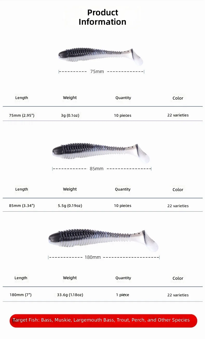 CHEERY Paddle Tail Soft Swimbait Plastic Lure Freshwater ABS Pencil Lure - view 10