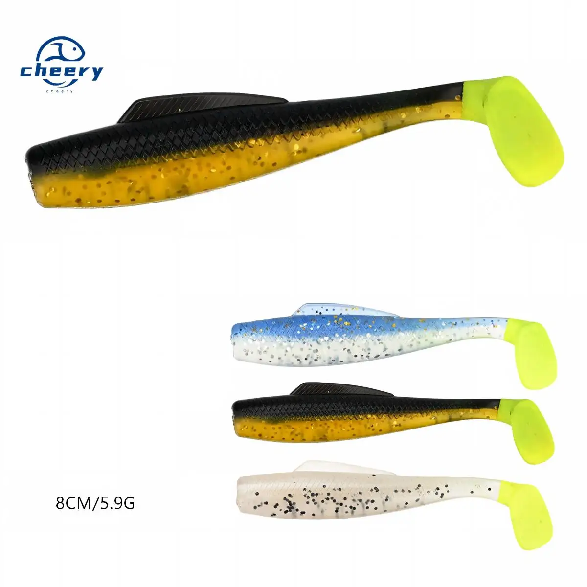CHEERY 8CM Paddle Tail Soft Swimbait Plastic Lure Freshwater