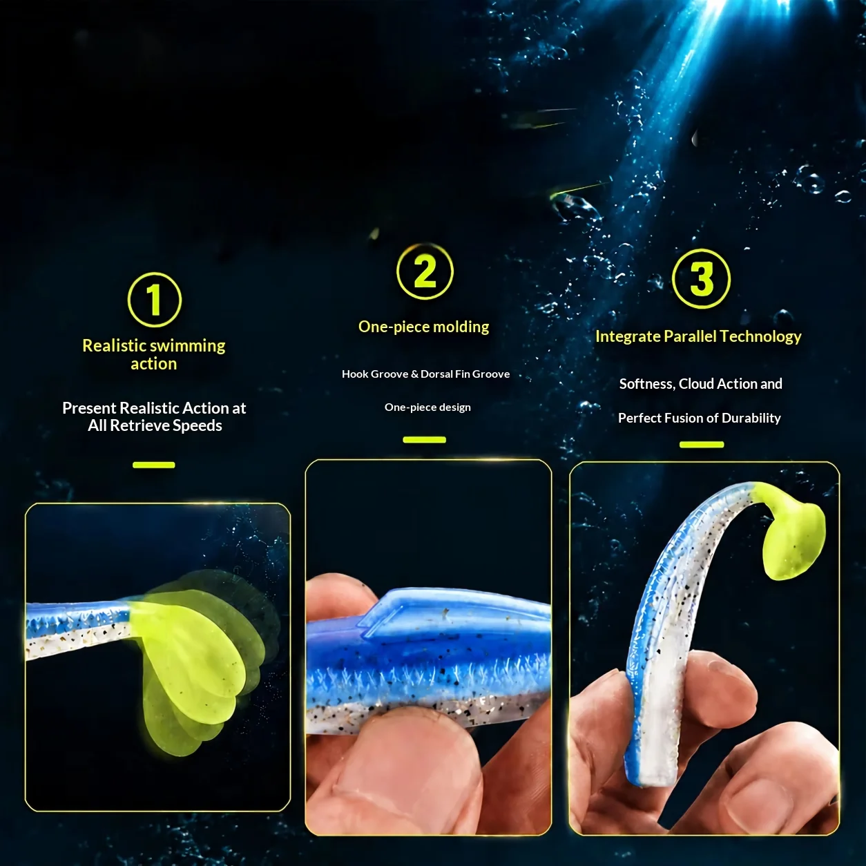 CHEERY 8CM Paddle Tail Soft Swimbait Plastic Lure Freshwater ABS Pencil Lure - view 1