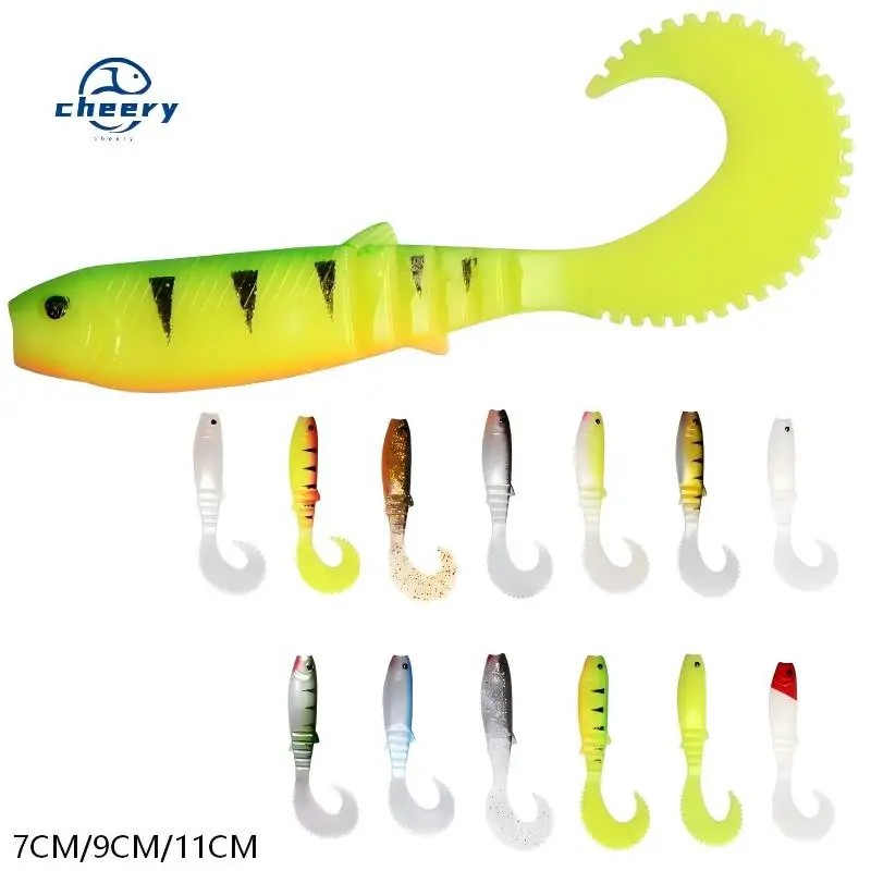 CHEERY 7/9/11CM Curly Tail Soft Swimbait Lure Freshwater Saltwater