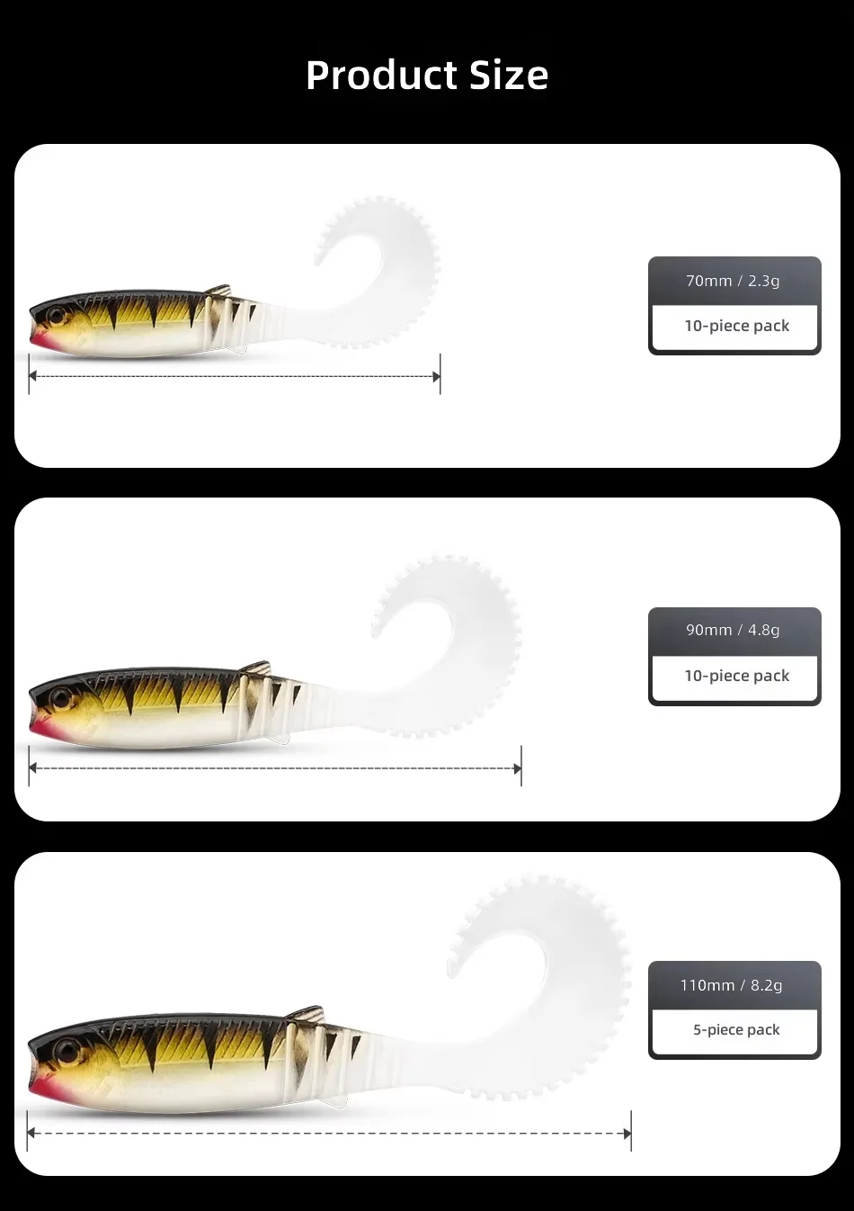 CHEERY 7/9/11CM Curly Tail Soft Swimbait Lure Freshwater Saltwater ABS Pencil Lure - view 15