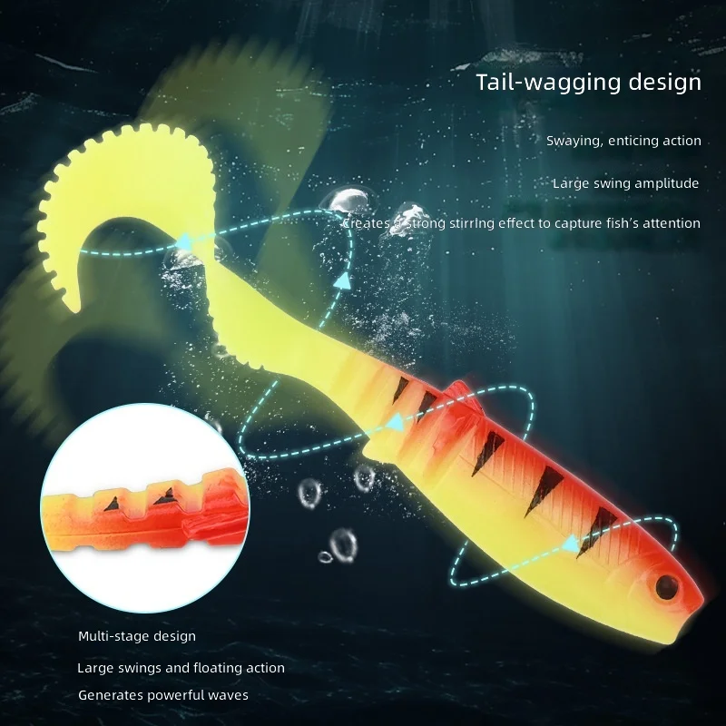 CHEERY 7/9/11CM Curly Tail Soft Swimbait Lure Freshwater Saltwater ABS Pencil Lure - view 3