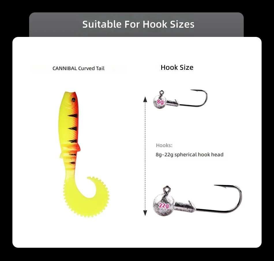CHEERY 7/9/11CM Curly Tail Soft Swimbait Lure Freshwater Saltwater ABS Pencil Lure - view 5