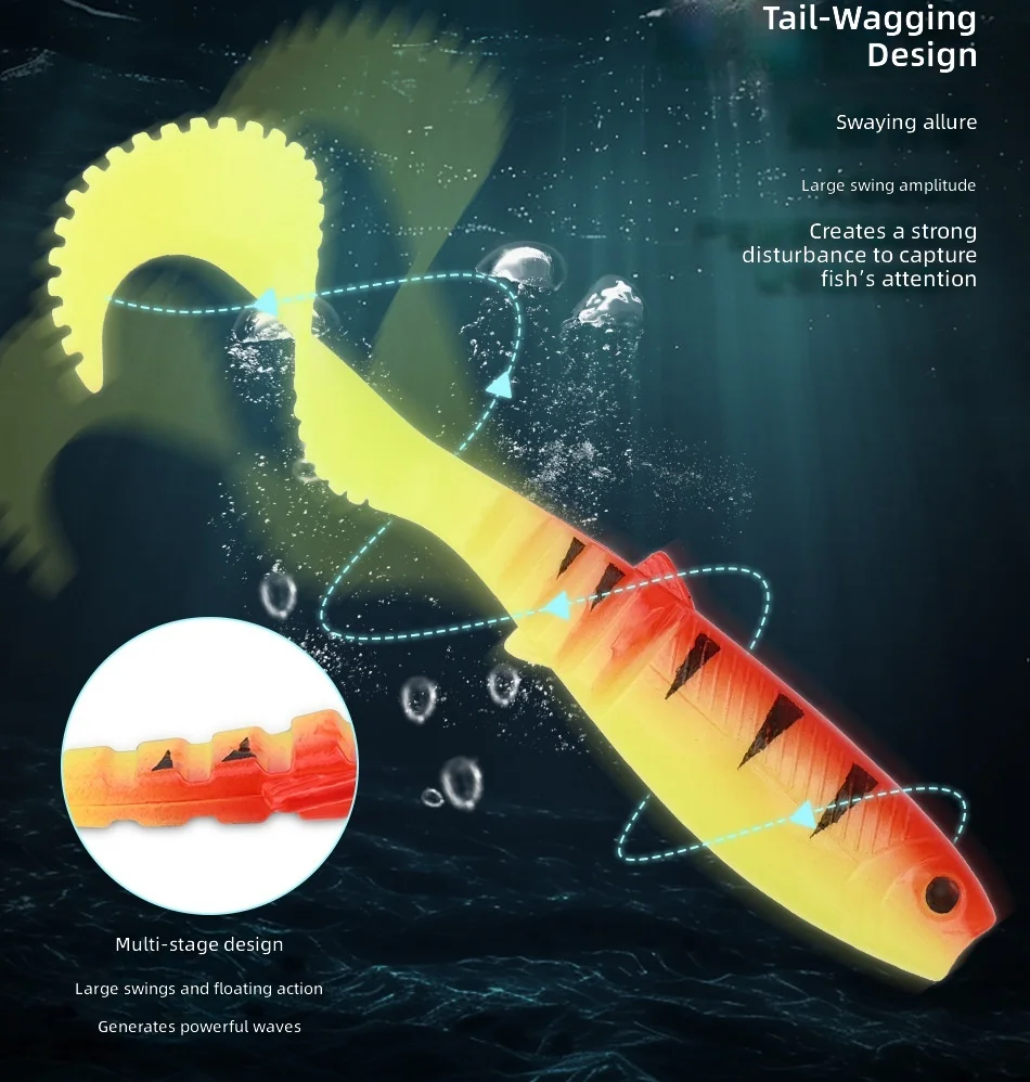 CHEERY 7/9/11CM Curly Tail Soft Swimbait Lure Freshwater Saltwater ABS Pencil Lure - view 8