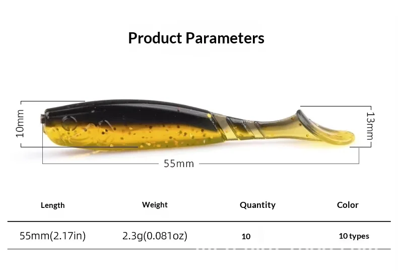 CHEERY 55MM/2.3G Paddle Tail Soft Worm Fishing Bait Plastic Lure ABS Pencil Lure - view 1