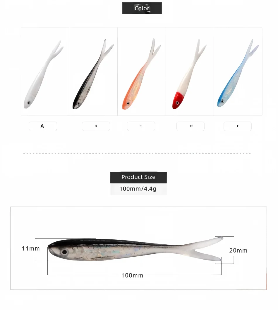 CHEERY Fork Tail Soft Lure Artificial Fishing Bait 10 cm, for Bass ABS Pencil Lure - view 15
