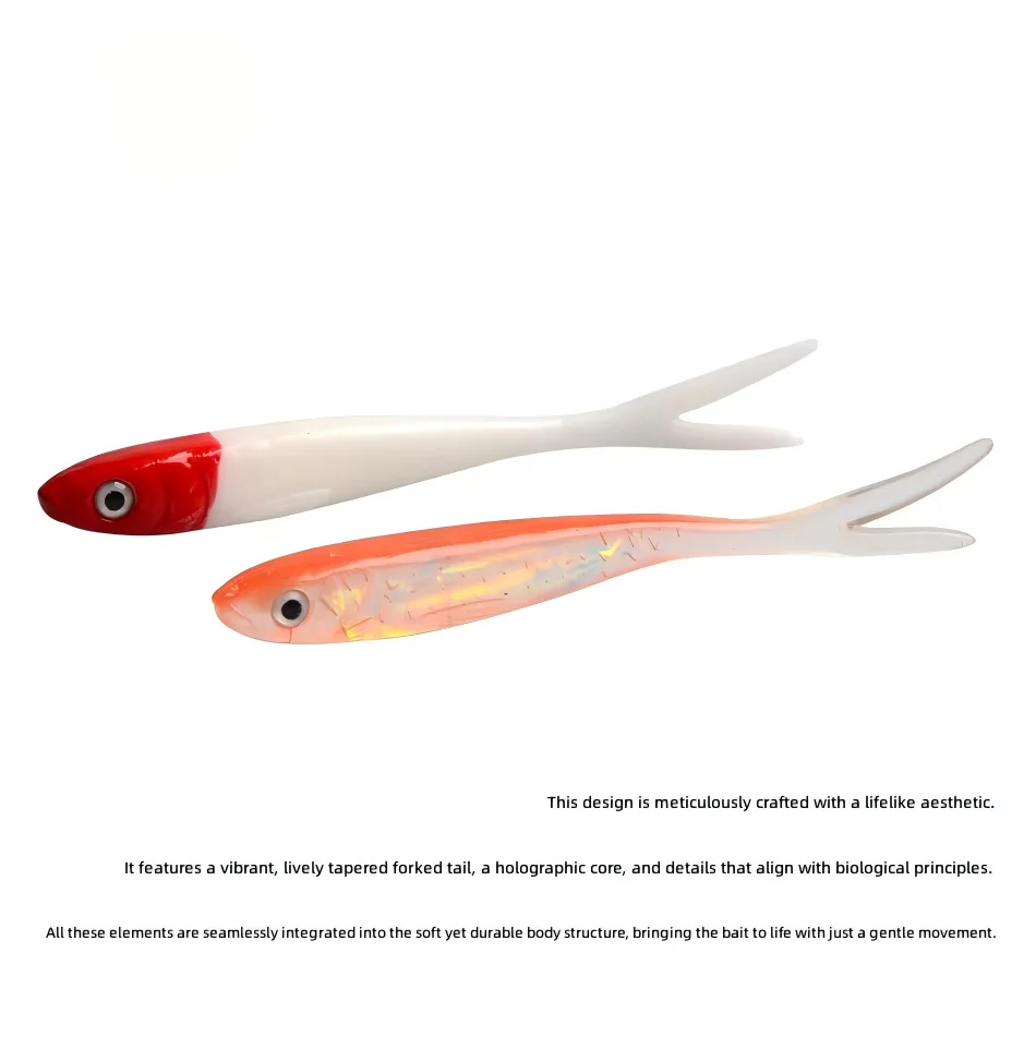 CHEERY Fork Tail Soft Lure Artificial Fishing Bait 10 cm, for Bass ABS Pencil Lure - view 3