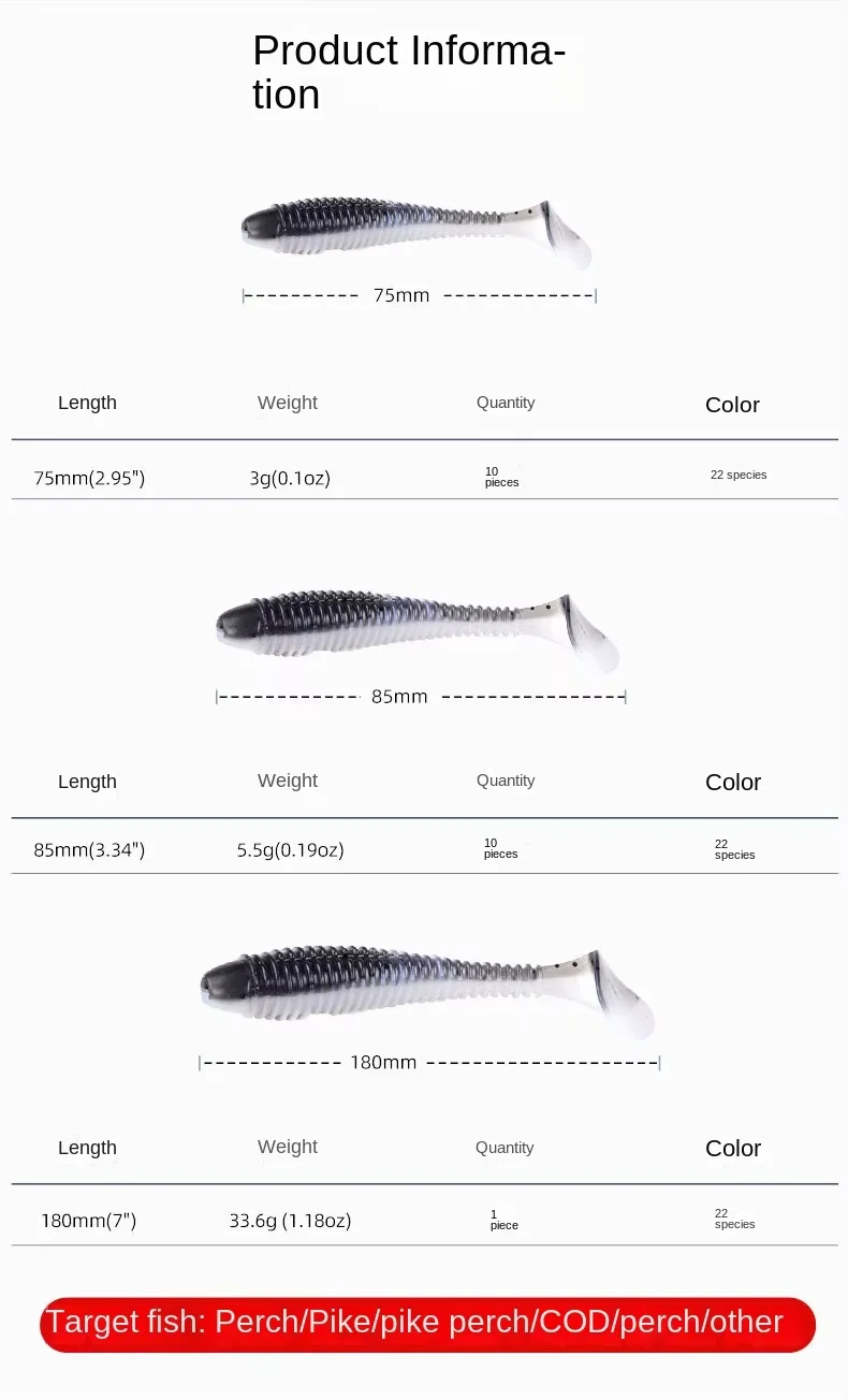 CHEERY High Catch Paddle Tail Soft Lure for Fishing Method 、 Bass ABS Pencil Lure - view 17