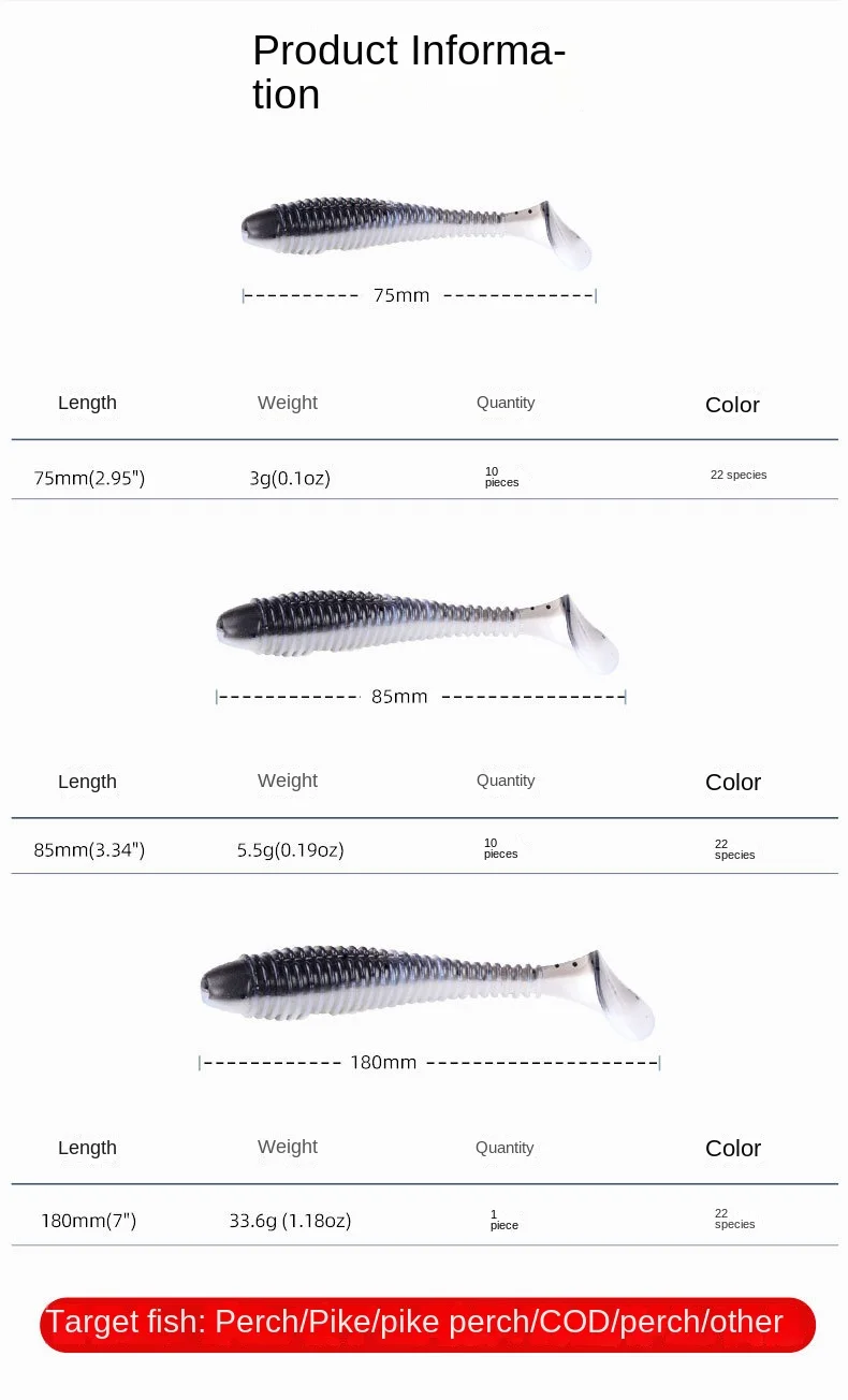 CHEERY High Catch Paddle Tail Soft Lure for Fishing Method 、 Bass ABS Pencil Lure - view 7