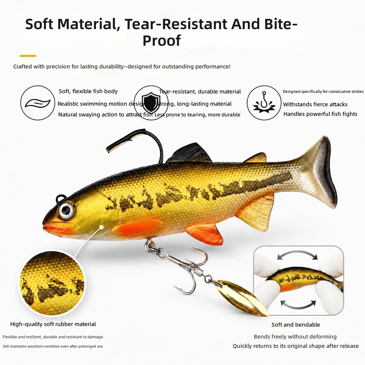 Cheery Lead Jig Soft Swimbait Hooks Fishing Bait 12/15CM for ABS Pencil Lure - view 7