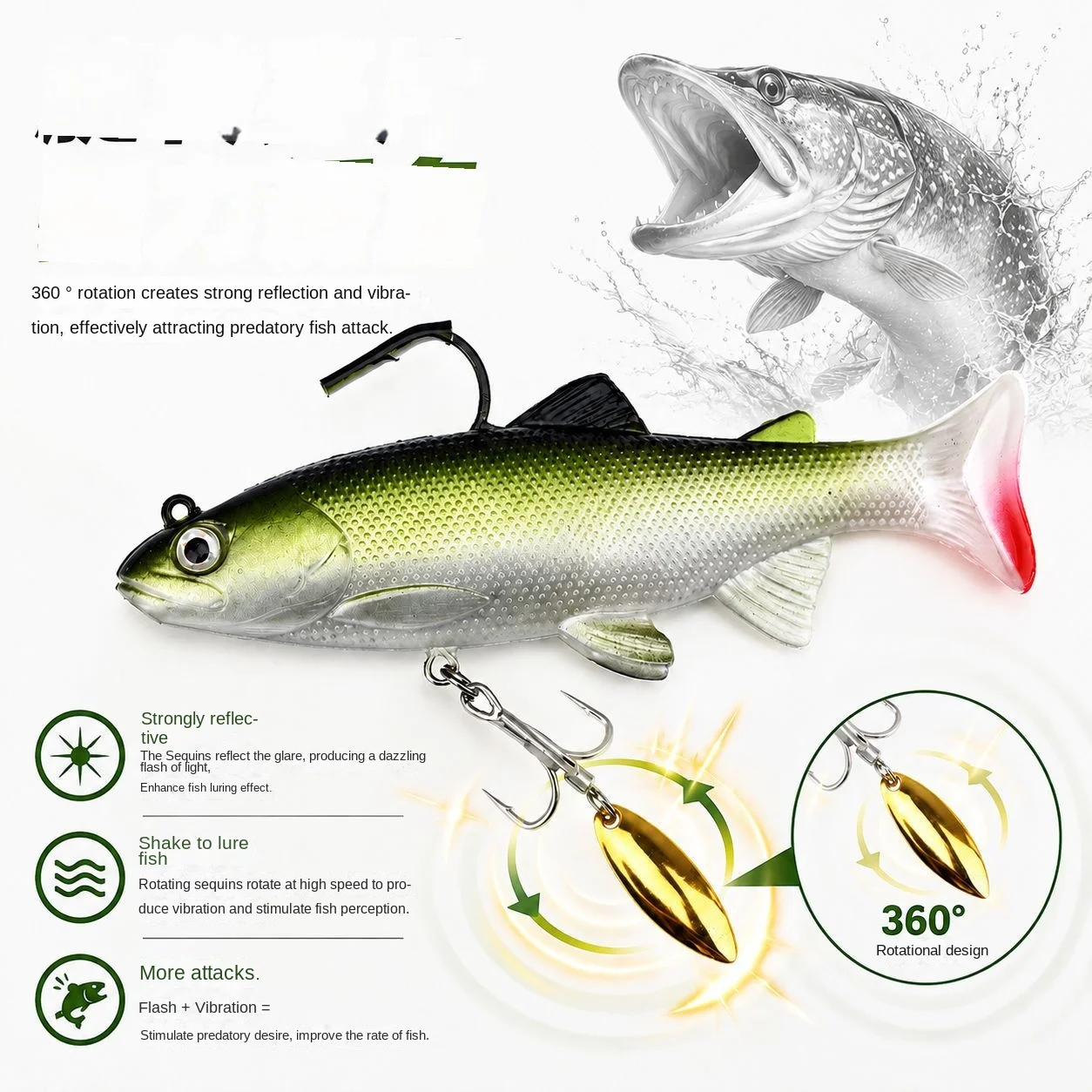 Cheery Lead Jig Soft Swimbait Hooks Fishing Bait 12/15CM for ABS Pencil Lure - view 8