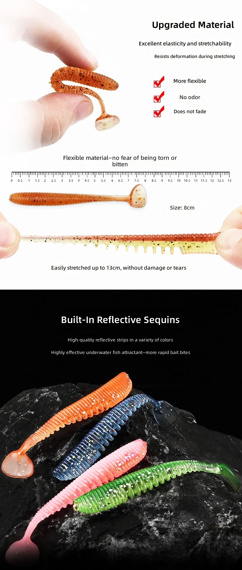 CHEERY 8/9/13CM Paddle Tail Soft Lure Fishing Bait, for ABS Pencil Lure - view 8