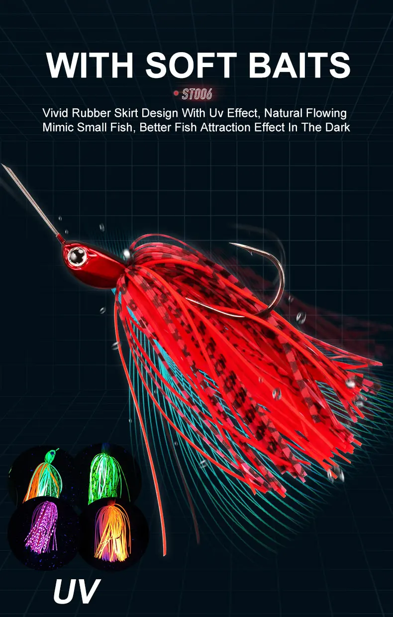 ST006 Fishing Lure UV Effect 5g 7g 10g Crushed Skirt Rubber Jig ABS Pencil Lure - view 9