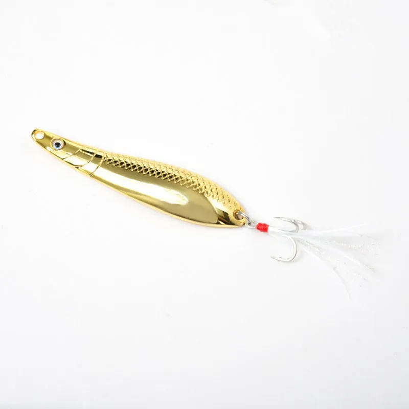 Metal Spoon Lure with Blood Groove Feather Treble Hook, ABS Pencil Lure - view 1