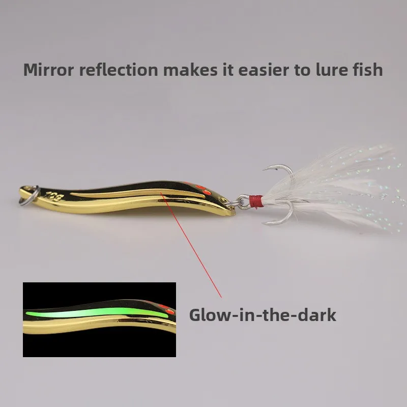 Luminous Leech Lure Sequin Bait Spoon with Hooks for Black ABS Pencil Lure - view 4