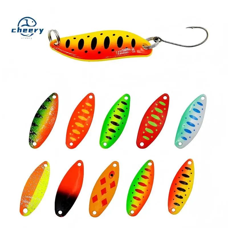 CHEERY Metal Midwater Trout Fishing Spoon Lure Hooks Printed New