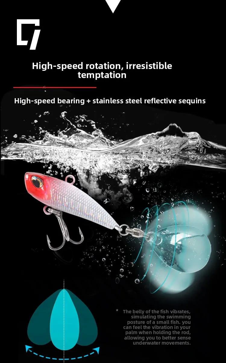 Cheery Rotating Sequins Metal Composite Artificial Hard Bait with ABS Pencil Lure - view 1