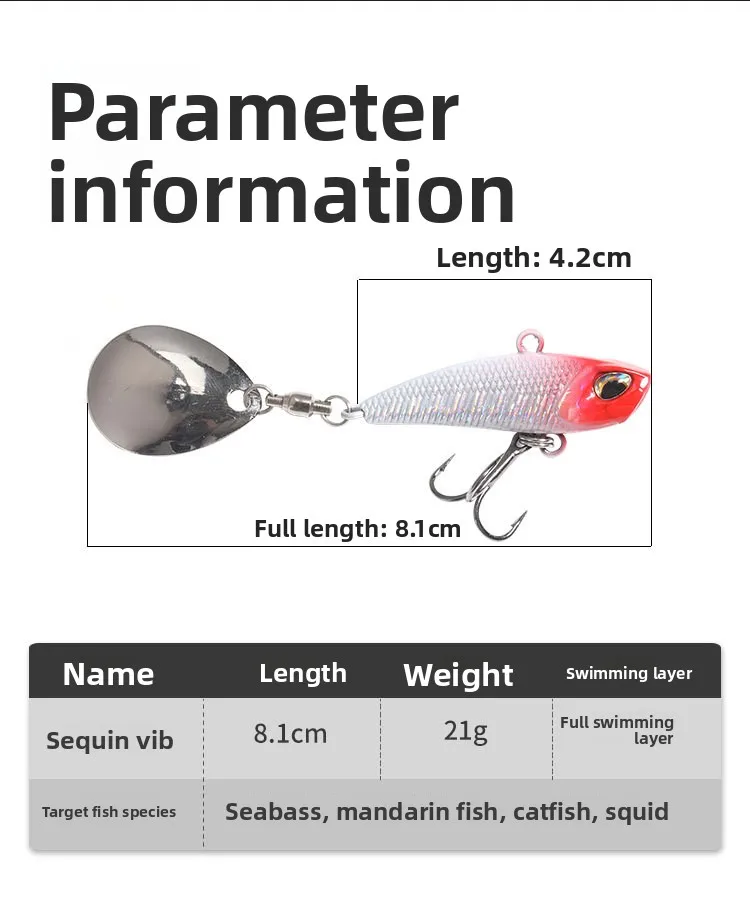 Cheery Rotating Sequins Metal Composite Artificial Hard Bait with ABS Pencil Lure - view 7