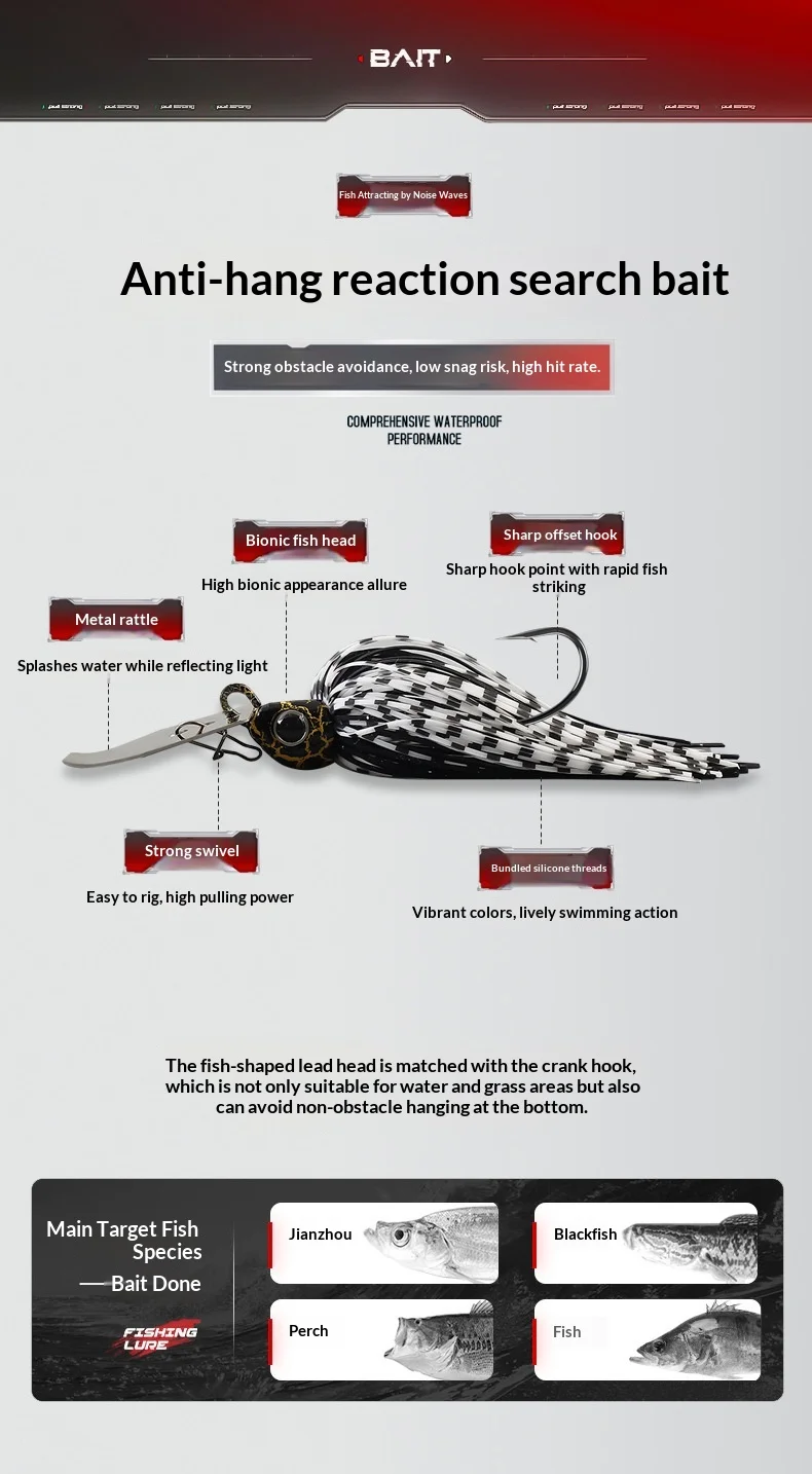 CHEERY Metal Sequin Jig Water-Blocking Board Whisker Lure Live ABS Pencil Lure - view 4