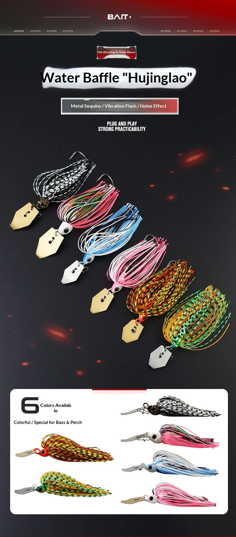CHEERY Metal Sequin Jig Water-Blocking Board Whisker Lure Live ABS Pencil Lure - view 5
